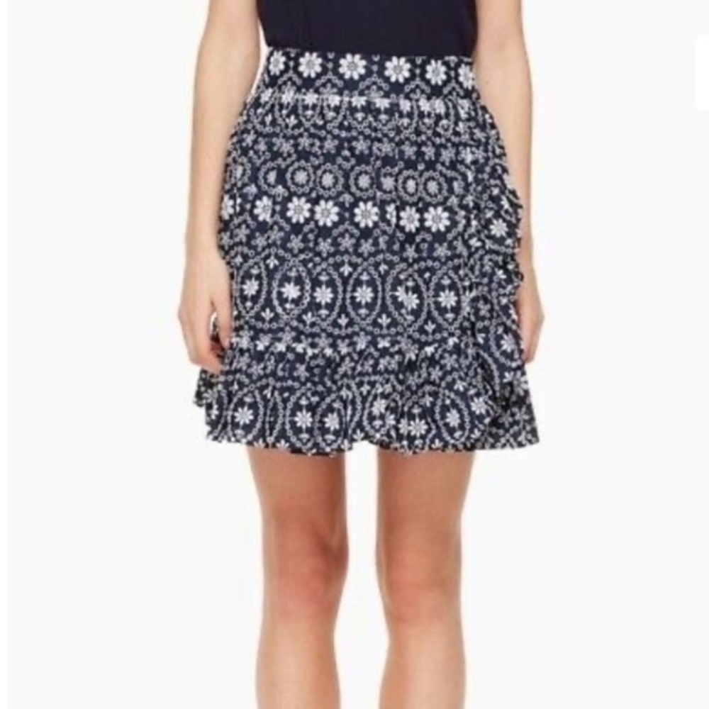 NWT Kate Spade Blue‎ Shore Thing Eyelet Wrap A-Line Casual Mini Skirt Size 10